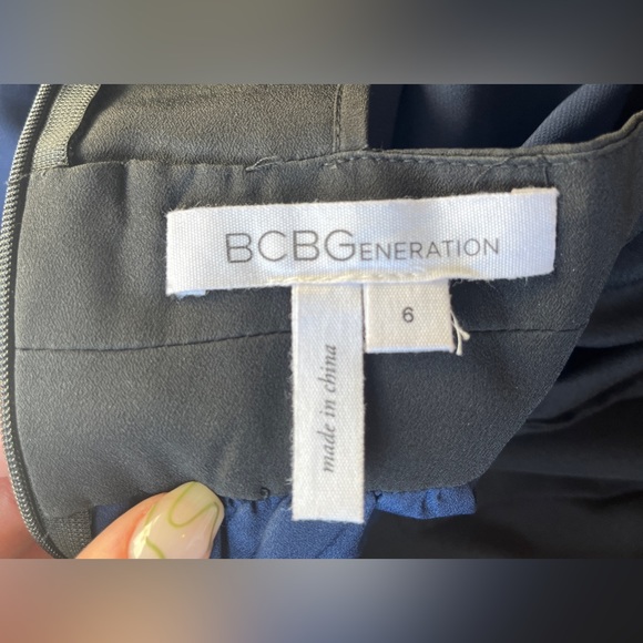 BCBGeneration Navy and Black Lace Chiffon Gown Cut Outs | Size 6 | Worn Once - Picture 8 of 10